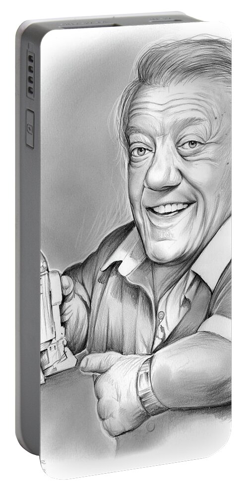 Kenny Baker Portable Battery Charger featuring the drawing Kenny Baker R2D2 by Greg Joens
