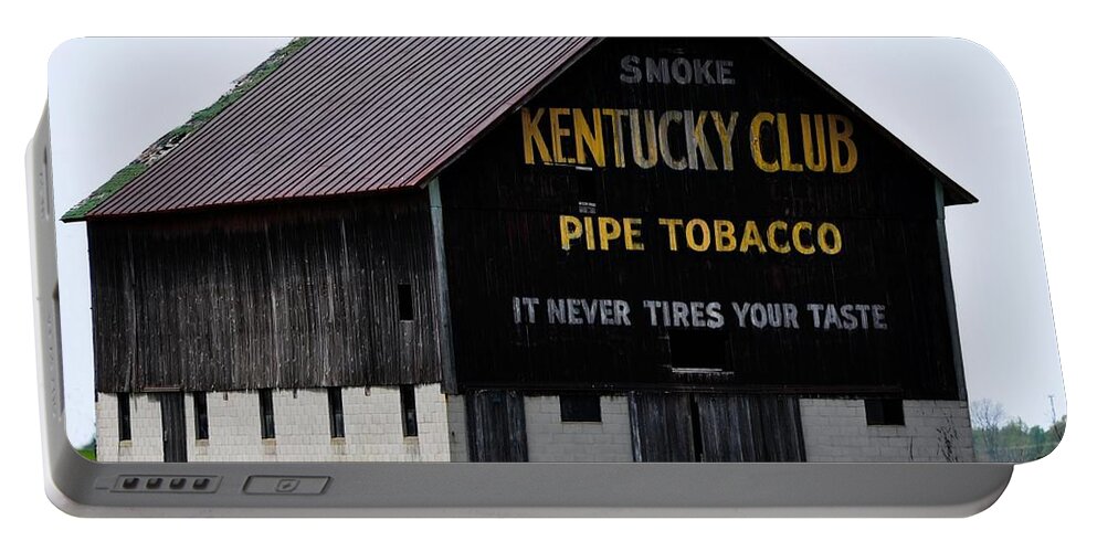 Barn Portable Battery Charger featuring the digital art Kentucky Club Pipe Tobacco Barn by Robert Habermehl