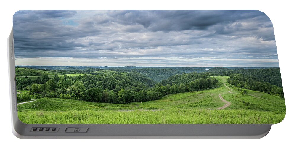 Landscape Portable Battery Charger featuring the photograph Kentucky Hills and Clouds by Lester Plank