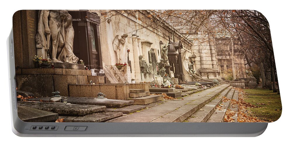 Joan Carroll Portable Battery Charger featuring the photograph Kerepesi Cemetery Budapest by Joan Carroll