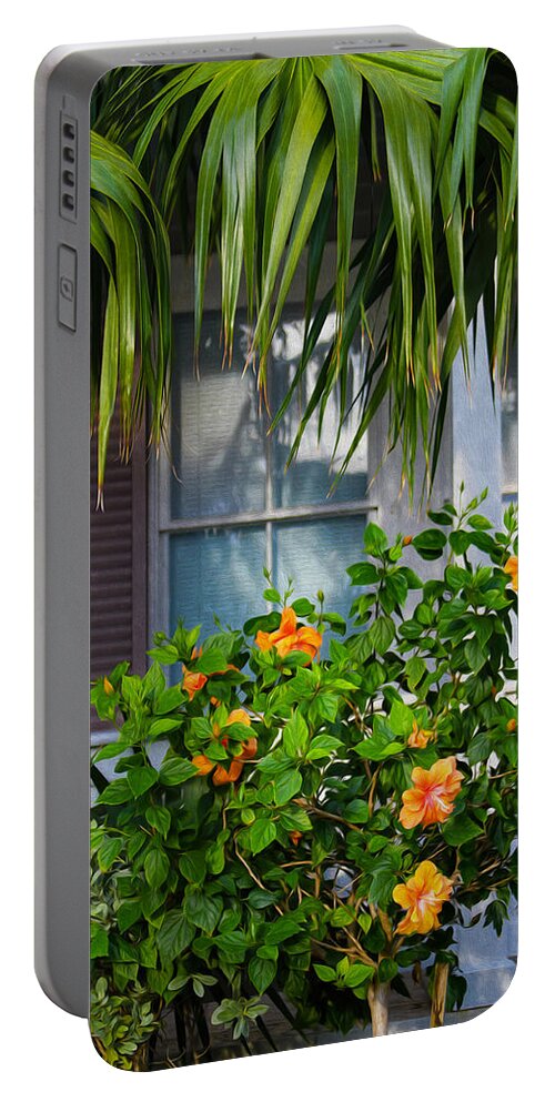 Bonnie Follett Portable Battery Charger featuring the photograph Key West Garden by Bonnie Follett