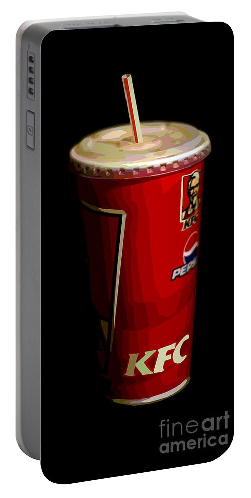 Pop-art Portable Battery Charger featuring the digital art KFC Cup by Helena M Langley