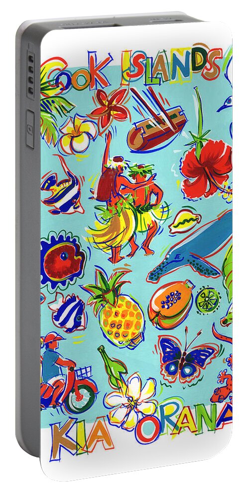 Cook Islands Portable Battery Charger featuring the painting Kia Orana Cook Islands by Judith Kunzle