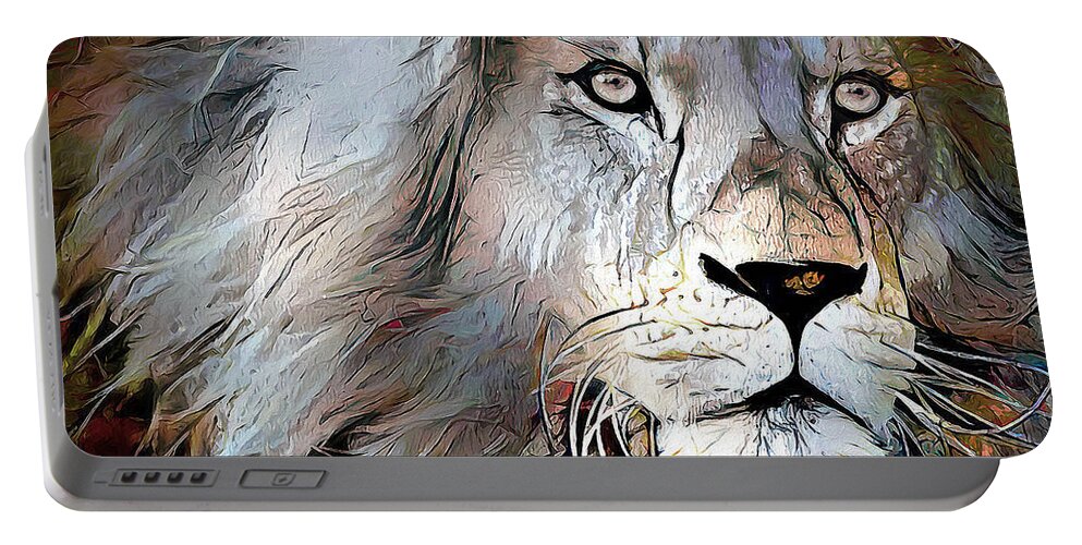 Lion Portable Battery Charger featuring the digital art King Of The Jungle by Pennie McCracken