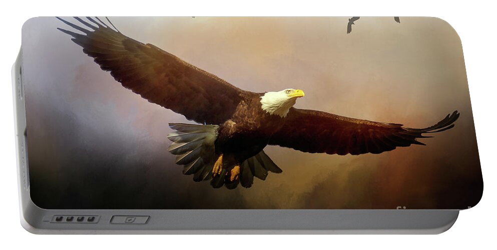 Eagle Portable Battery Charger featuring the photograph King of the Skies by Eleanor Abramson