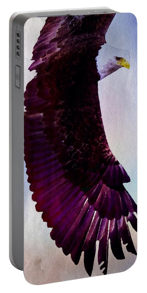 Eagle Portable Battery Charger featuring the painting King of the Skies by Mark Taylor