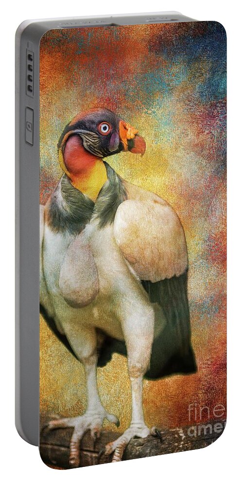 King Vulture Portable Battery Charger featuring the mixed media King Vulture by Eva Lechner