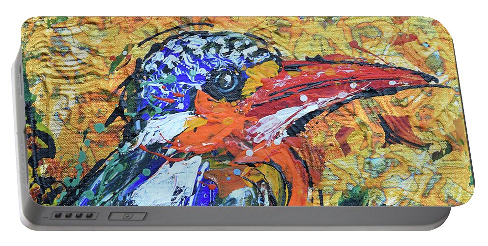 Portable Battery Charger featuring the painting Kingfisher_1 by Jyotika Shroff