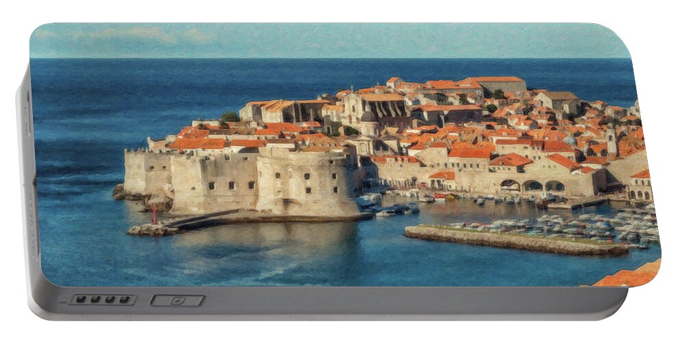 Landscape Portable Battery Charger featuring the painting Kings Landing Dubrovnik Croatia - DWP512798 by Dean Wittle