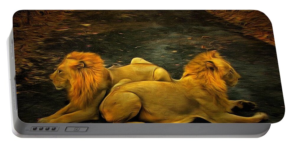  Portable Battery Charger featuring the digital art Kings Of The Road by Mario Carta