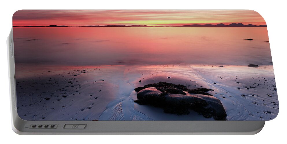 Sunset Portable Battery Charger featuring the photograph Kintyre Rocky Sunset 5 by Grant Glendinning