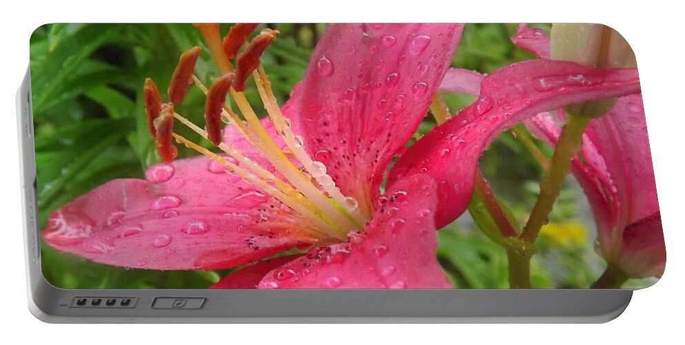 Flower Portable Battery Charger featuring the photograph Kiss The Rain Good Bye by Lingfai Leung