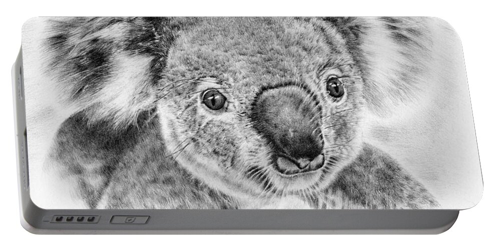 Koala Portable Battery Charger featuring the drawing Koala Newport Bridge Gloria by Casey 'Remrov' Vormer