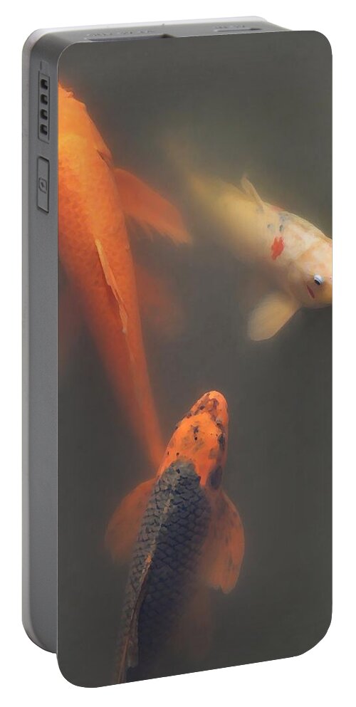 Koi Portable Battery Charger featuring the photograph Koi Trio by Jeff Cook