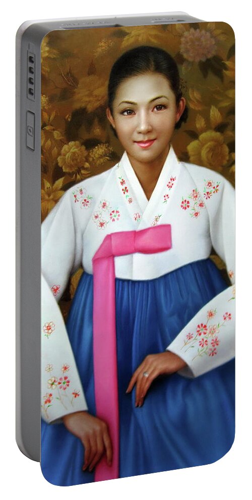 Woman Portable Battery Charger featuring the painting Korea belle 6 by Yoo Choong Yeul