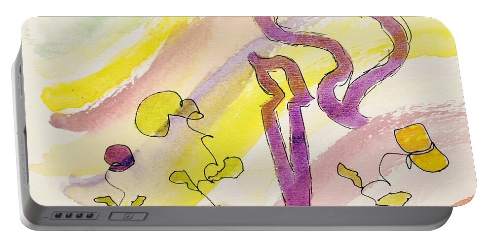 Kuf Kuph Caph Surround Portable Battery Charger featuring the painting KUF and FLOWERS by Hebrewletters SL