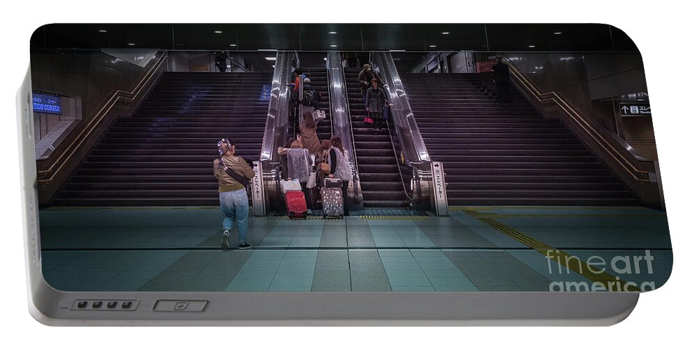 Escalator Portable Battery Charger featuring the photograph Kyoto Metro Escalator, Japan by Perry Rodriguez