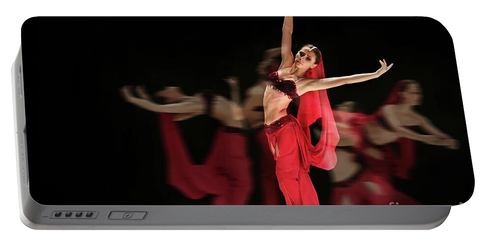 Ballet Portable Battery Charger featuring the photograph La Bayadere Ballerina in red tutu ballet by Dimitar Hristov