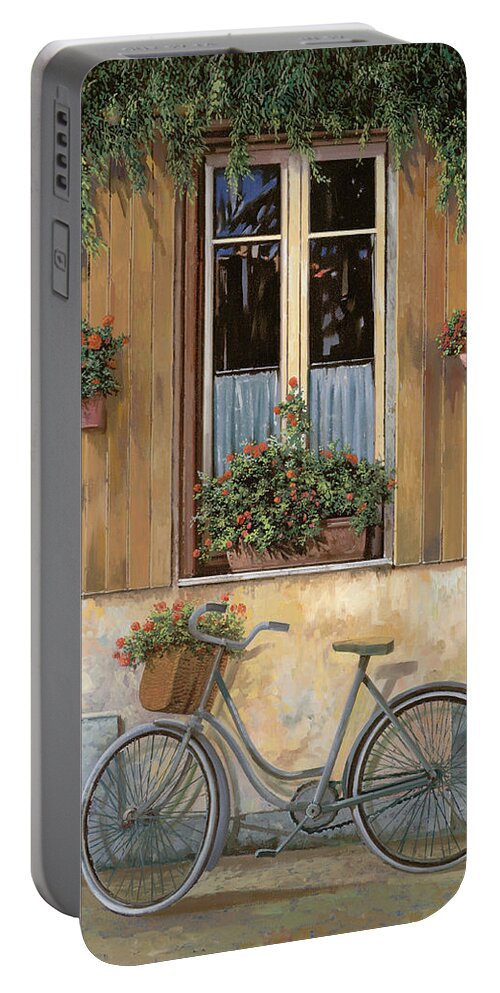 Bike Portable Battery Charger featuring the painting La Bicicletta by Guido Borelli