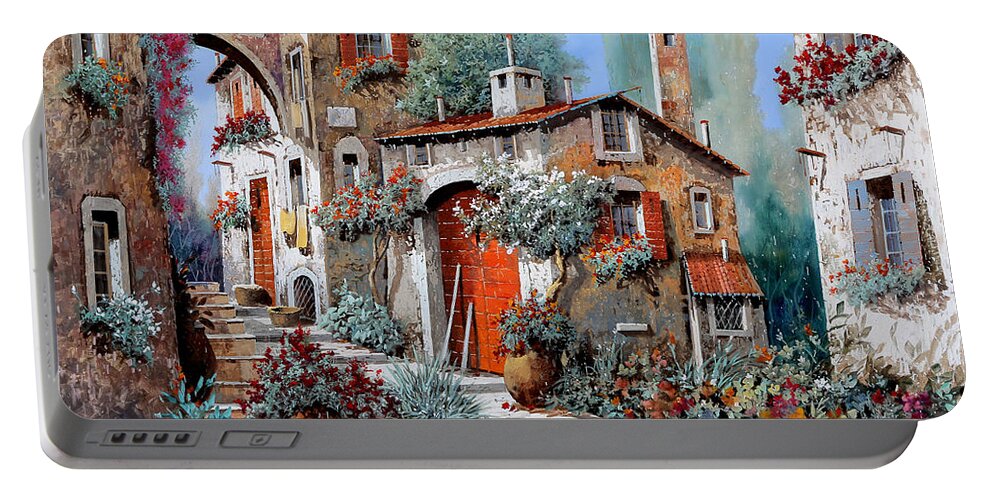 Red Door Portable Battery Charger featuring the painting La Porta Rossa by Guido Borelli