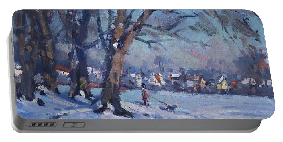 La Salle Park Portable Battery Charger featuring the painting La Salle Park by Ylli Haruni