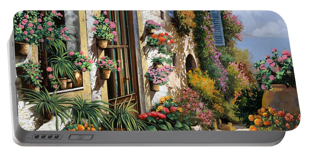 Seascape Portable Battery Charger featuring the painting La Strada Del Lago by Guido Borelli