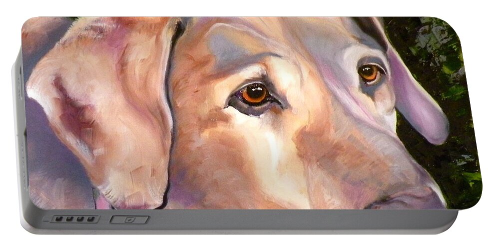 Yellow Lab Paintings Portable Battery Charger featuring the painting Lab One of a Kind by Susan A Becker