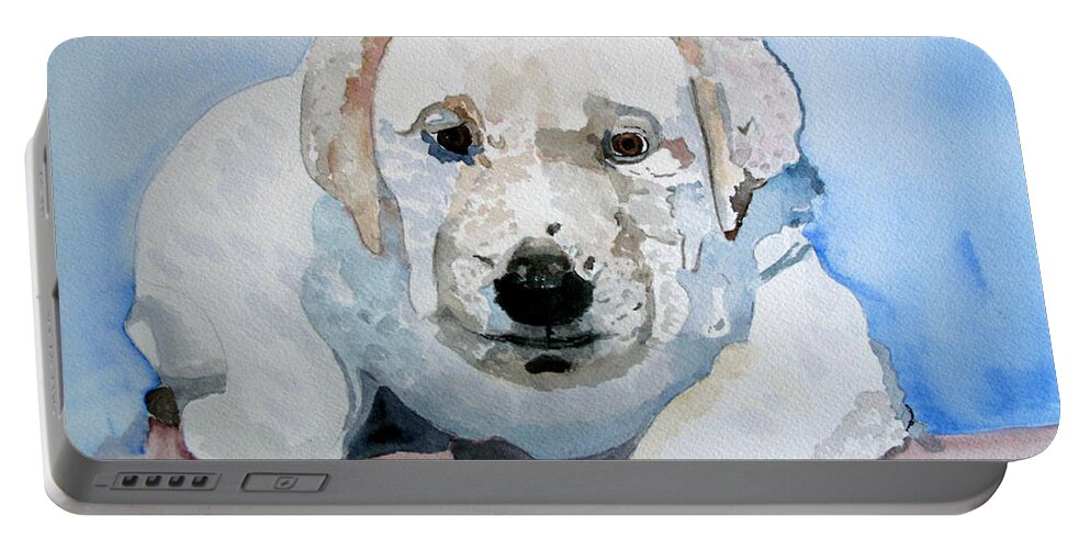 Lab Portable Battery Charger featuring the painting Lab Puppy by Sandy McIntire