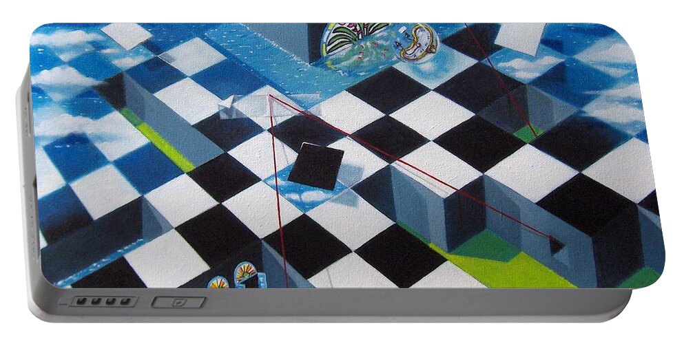 Surrealism Portable Battery Charger featuring the painting Laberintos de la vida by Roger Calle