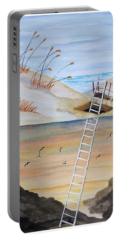 Ladderway Portable Battery Charger featuring the painting Ladderway by Edwin Alverio