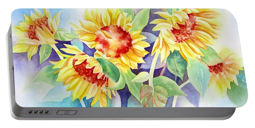 Sunflowers Portable Battery Charger featuring the painting Ladies In Waiting by Deborah Ronglien