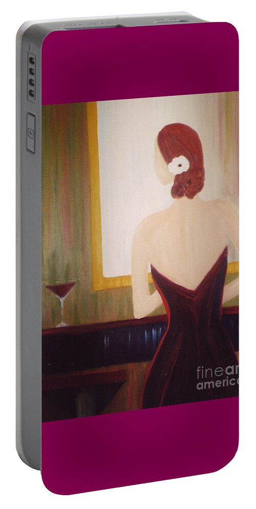 Martini Portable Battery Charger featuring the painting Lady Sadie by Artist Linda Marie