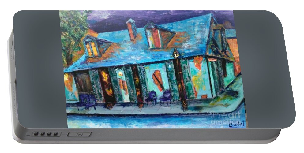 Lafitte's Portable Battery Charger featuring the painting Lafitte's by Beverly Boulet