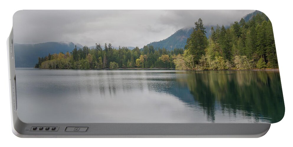 Lake Crescent Portable Battery Charger featuring the photograph Lake Crescent Reflections by Kristina Rinell