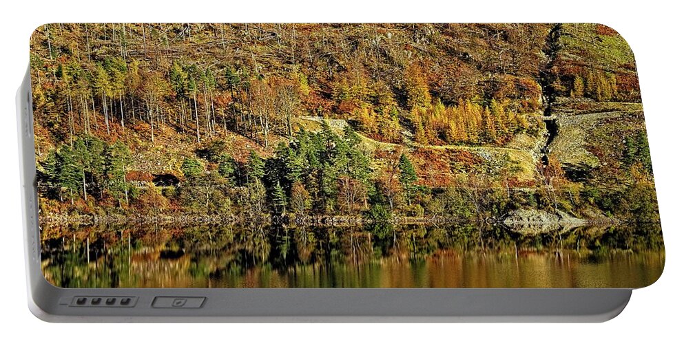 Autumn Trees Portable Battery Charger featuring the photograph Lake District Autumn Tree Reflections by Martyn Arnold