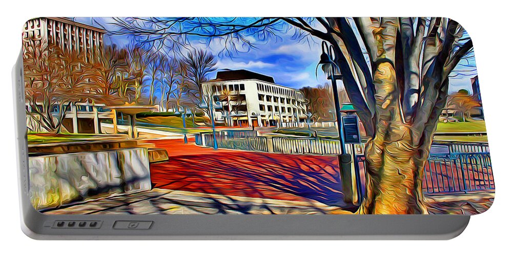 Howard County Portable Battery Charger featuring the digital art Lake Kittamaqundi Walkway by Stephen Younts