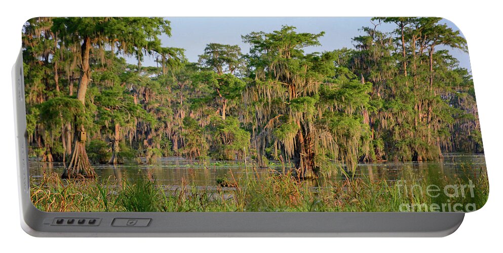 Moss Portable Battery Charger featuring the photograph Lake Martin Moss by Barry Bohn