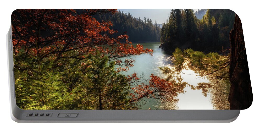 Colorful Portable Battery Charger featuring the photograph Lake McCloud by Marnie Patchett
