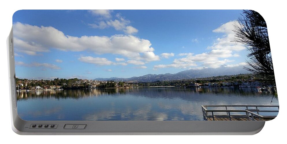 Lake Mission Viejo Portable Battery Charger featuring the photograph Lake Mission Viejo Cloud Reflections by J R Yates