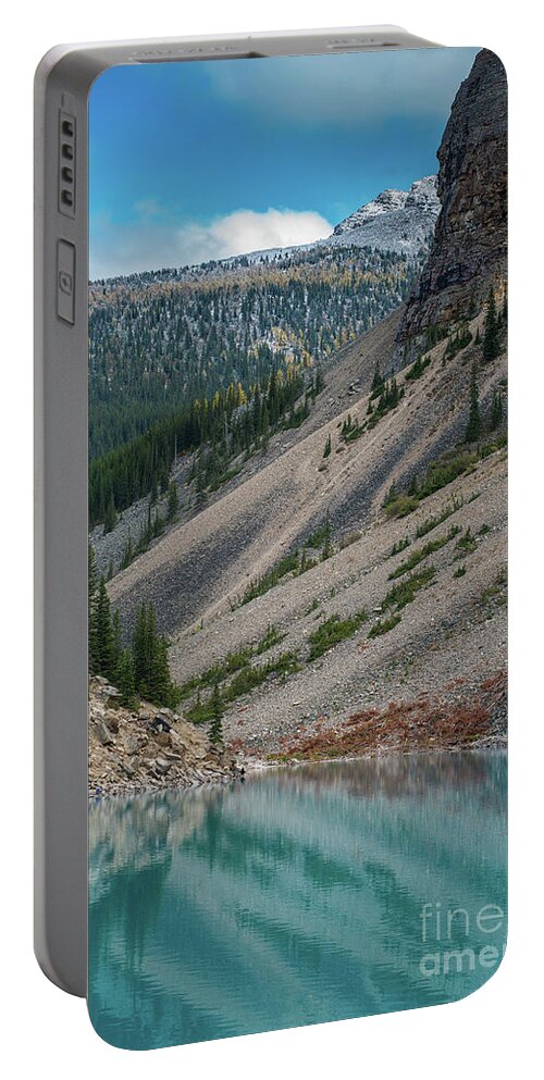 Lake Moraine Portable Battery Charger featuring the photograph Lake Moraine Angles by Mike Reid