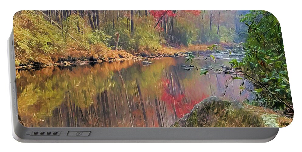 River Portable Battery Charger featuring the painting Chattooga Paradise by Steven Richardson