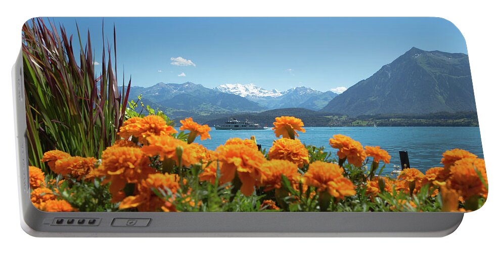 Lake Portable Battery Charger featuring the photograph Lake Thunersee by Andy Myatt