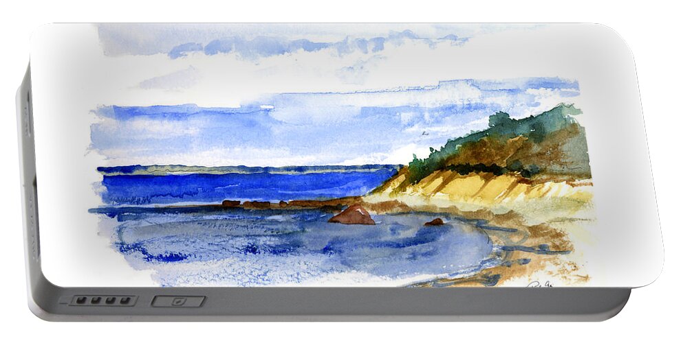 Seascape Portable Battery Charger featuring the painting Lambert Cove by Paul Gaj