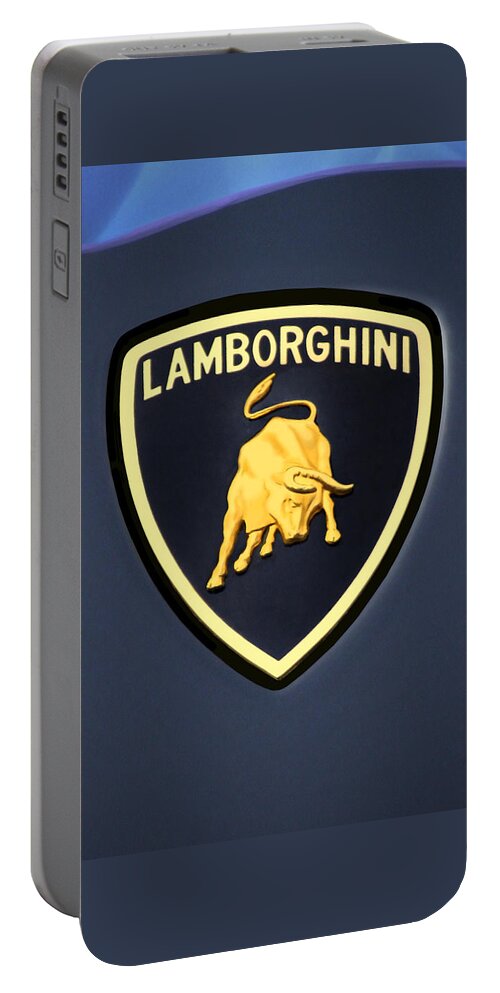 Lamborghini Emblem Portable Battery Charger featuring the photograph Lamborghini Emblem by Mike McGlothlen