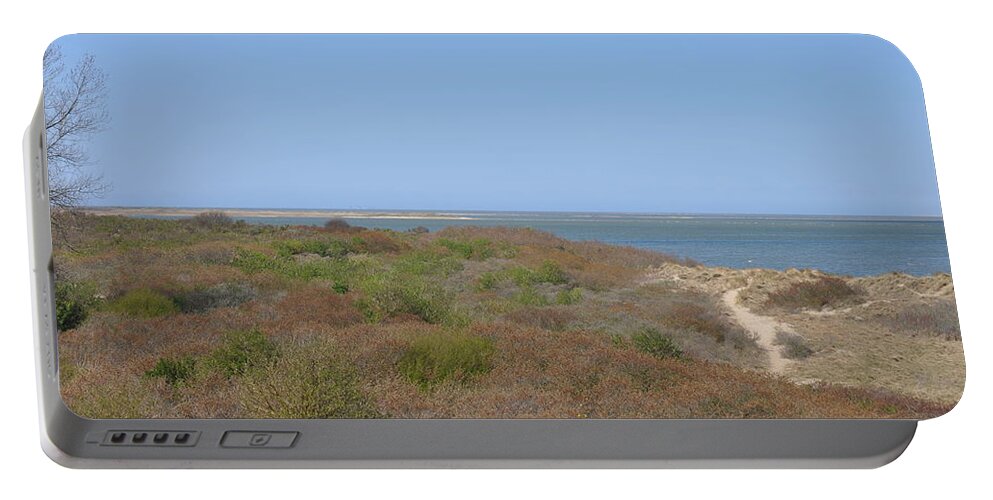 Photo. Dunes Portable Battery Charger featuring the photograph Land at the sea by Eduard Meinema