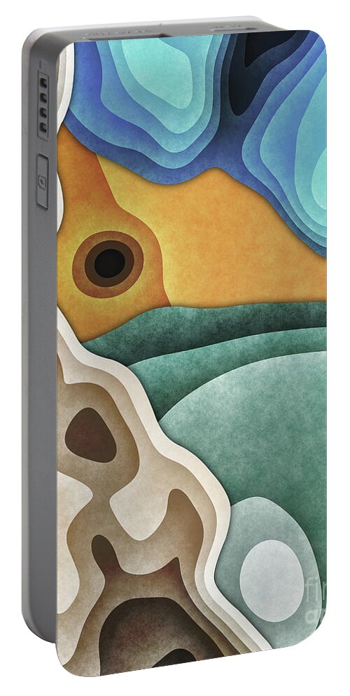 Earth Tones Portable Battery Charger featuring the digital art Landscape of Layers by Phil Perkins