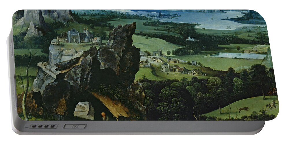 Joachim Patinir Portable Battery Charger featuring the painting Landscape with Saint Jerome by Joachim Patinir