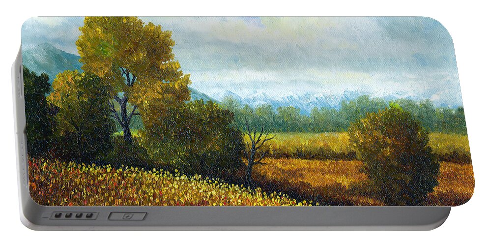 Landscape Portable Battery Charger featuring the painting Landscape with Wildflowers 2 by Douglas Castleman