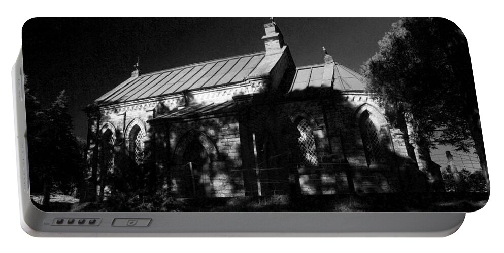 Wallpaper Buy Art Print Phone Case T-shirt Beautiful Duvet Case Pillow Tote Bags Shower Curtain Greeting Cards Mobile Phone Apple Android Online Lansdowne Church Old Building Black And & White Film Chiaroscuro Cross Christian Photography  Portable Battery Charger featuring the photograph Lansdowne Church 2 by Salman Ravish