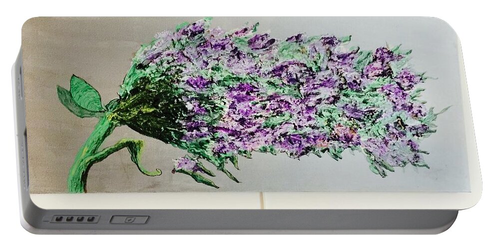 Lilac Portable Battery Charger featuring the painting Big Lilac by Kenlynn Schroeder